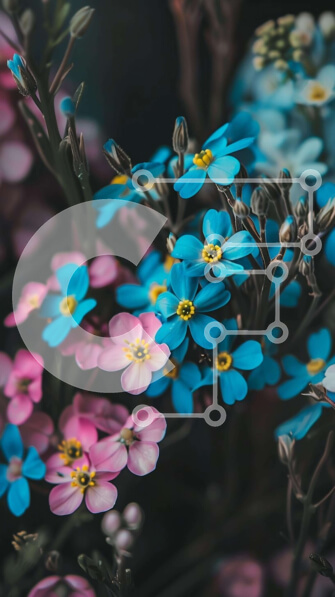 Σετ των 2 Intra Συλλεκτικό Ξύλινο Παζλ Plywood  4mm - Κοντινό πλάνο των ανθισμένων λουλουδιών Σε Ξύλινο Κουτί - Διαστάσεις: 10x10 cm – 25 κομμάτια