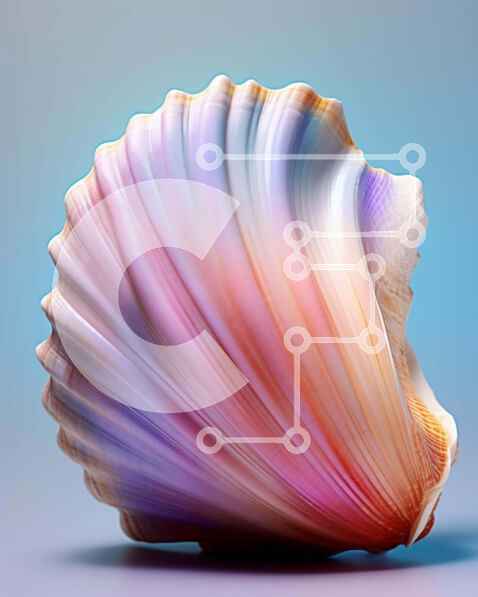 Σετ των 2 Intra Συλλεκτικό Ξύλινο Παζλ Plywood  4mm - Πολύχρωμο κοχύλι σε μπλε φόντο Σε Ξύλινο Κουτί - Διαστάσεις: 10x10 cm – 25 κομμάτια