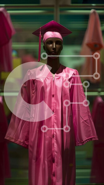 Intra Συλλεκτικό Ξύλινο Παζλ Plywood  4mm - Εμφάνιση μανεκέν με ροζ φόρεμα αποφοίτησης και καπέλο Σε Ξύλινο Κουτί - Διαστάσεις Puzzle: 10x10 cm – 25 κομμάτια