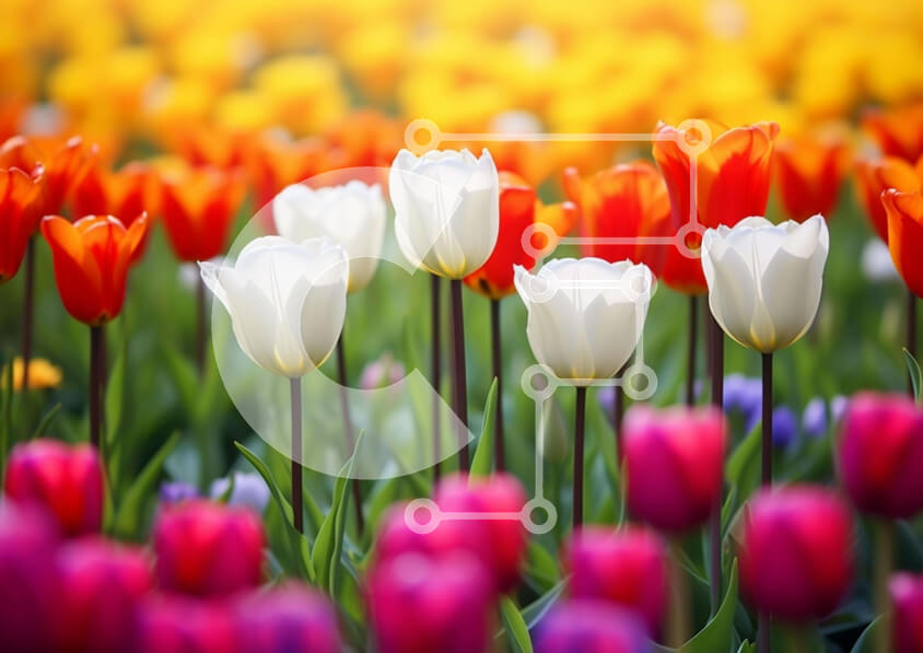 Intra Συλλεκτικό Ξύλινο Παζλ Plywood  4mm - Πολύχρωμο Φεστιβάλ Τουλίπας και Λουλουδιών Σε Ξύλινο Κουτί - Διαστάσεις: 10x10 cm – 25 κομμάτια