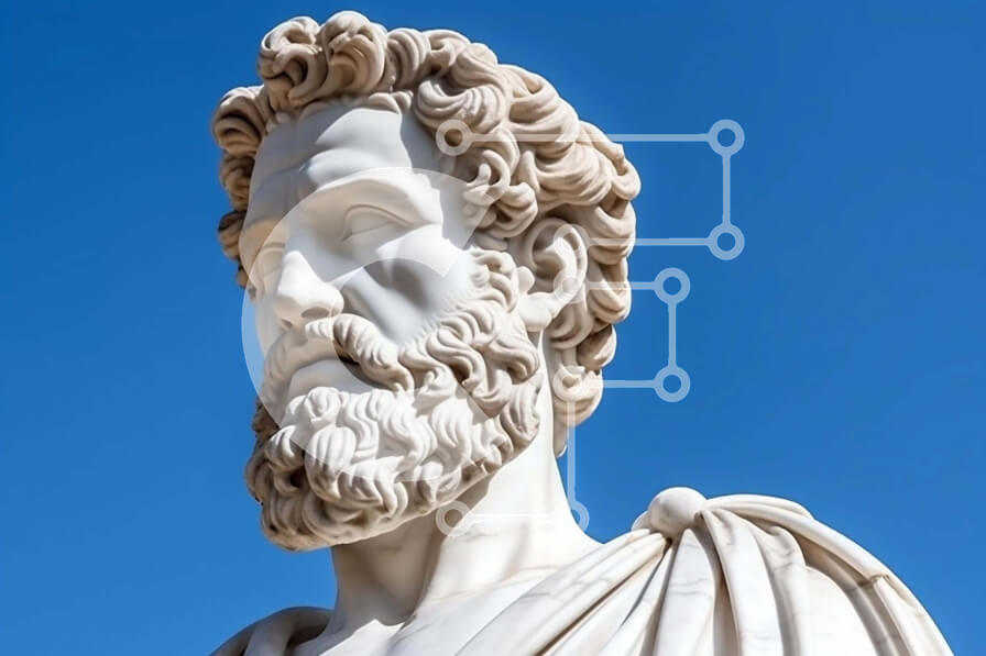 Intra Συλλεκτικό Ξύλινο Παζλ Plywood  4mm - Άγαλμα του Σωκράτη ενάντια στο γαλάζιο του ουρανού Σε Ξύλινο Κουτί - Διαστάσεις Puzzle: 10x10 cm – 25 κομμάτια