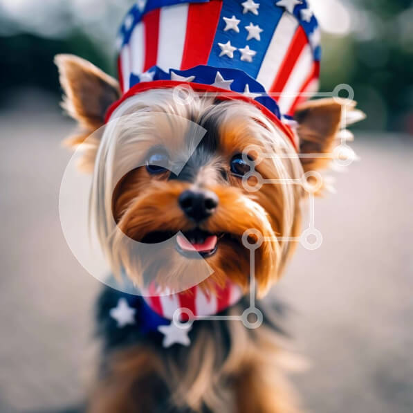 Intra Συλλεκτικό Ξύλινο Παζλ Plywood  4mm - Πατριωτικό σκυλί με καπέλο αμερικανικής σημαίας Σε Ξύλινο Κουτί - Διαστάσεις: 10x10 cm – 25 κομμάτια