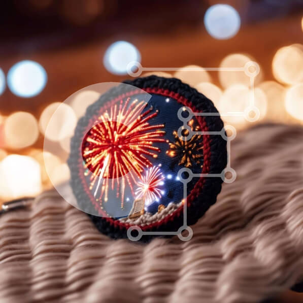 Σετ των 2 Intra Συλλεκτικό Ξύλινο Παζλ Plywood  4mm - Fireworks Design Κοσμήματα σε ύφασμα με φώτα φόντου Σε Ξύλινο Κουτί - Διαστάσεις: 10x10 cm – 25 κομμάτια