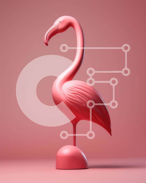 Intra Συλλεκτικό Ξύλινο Παζλ Plywood  4mm - Ροζ άγαλμα φλαμίνγκο σε ροζ φόντο Σε Ξύλινο Κουτί - Διαστάσεις: 10x10 cm – 25 κομμάτια