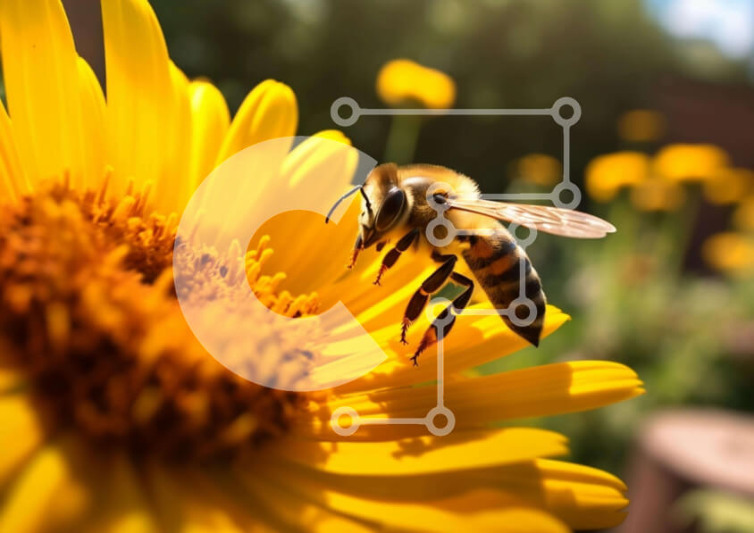 Intra Συλλεκτικό Ξύλινο Παζλ Plywood  4mm - Μέλισσα στο κίτρινο λουλούδι Σε Ξύλινο Κουτί - Διαστάσεις: 10x10 cm – 25 κομμάτια