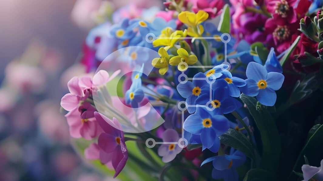 Intra Συλλεκτικό Ξύλινο Παζλ Plywood  4mm - Πολύχρωμο λουλουδάτο μπουκέτο Σε Ξύλινο Κουτί - Διαστάσεις: 10x10 cm – 25 κομμάτια