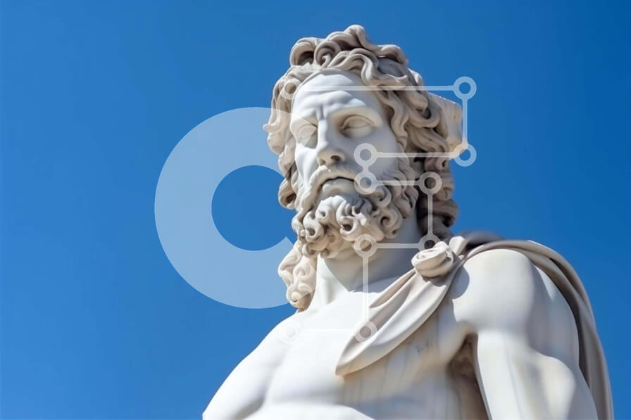 Intra Συλλεκτικό Ξύλινο Παζλ Plywood  4mm - Λευκό άγαλμα του Δία ενάντια στο γαλάζιο του ουρανού Σε Ξύλινο Κουτί - Διαστάσεις Puzzle: 10x10 cm – 25 κομμάτια