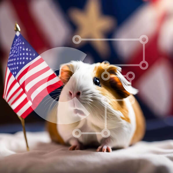 Intra Συλλεκτικό Ξύλινο Παζλ Plywood  4mm - Ινδικό χοιρίδιο που γιορτάζει τις διακοπές στην αμερικανική σημαία Σε Ξύλινο Κουτί - Διαστάσεις: 10x10 cm – 25 κομμάτια