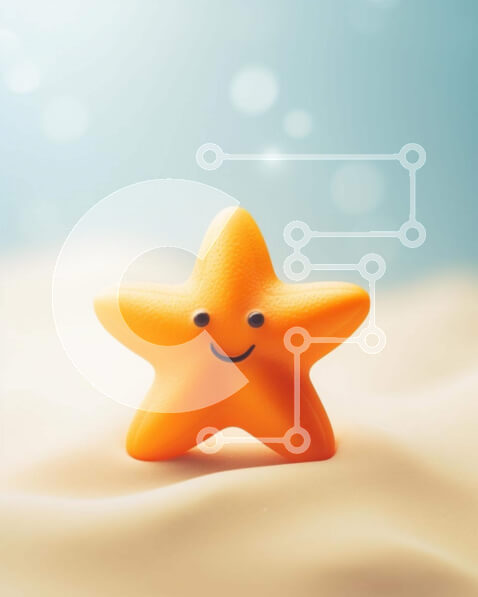 Intra Συλλεκτικό Ξύλινο Παζλ Plywood  4mm - Παιχνιδιάρικο πορτοκαλί παιχνίδι αστερίας στην αμμώδη παραλία Σε Ξύλινο Κουτί - Διαστάσεις: 10x10 cm – 25 κομμάτια