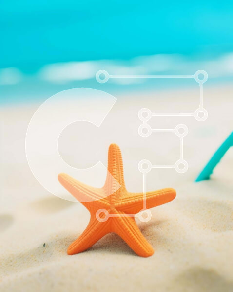 Intra Συλλεκτικό Ξύλινο Παζλ Plywood  4mm - Πολύχρωμα ειδώλια αστεριών και σανίδες του σερφ στην παραλία Σε Ξύλινο Κουτί - Διαστάσεις: 10x10 cm – 25 κομμάτια