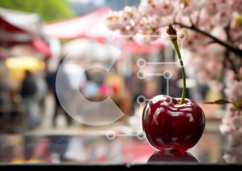 Intra Συλλεκτικό Ξύλινο Παζλ Plywood  4mm - Μονό κόκκινο κεράσι σε τραπέζι εξωτερικού χώρου Σε Ξύλινο Κουτί - Διαστάσεις: 10x10 cm – 25 κομμάτια