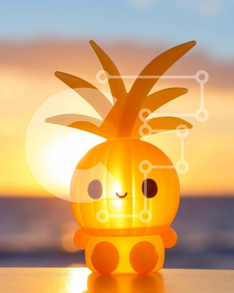 Intra Συλλεκτικό Ξύλινο Παζλ Plywood  4mm - Φωτεινό ειδώλιο ανανά στο ηλιοβασίλεμα Σε Ξύλινο Κουτί - Διαστάσεις Puzzle: 10x10 cm – 25 κομμάτια