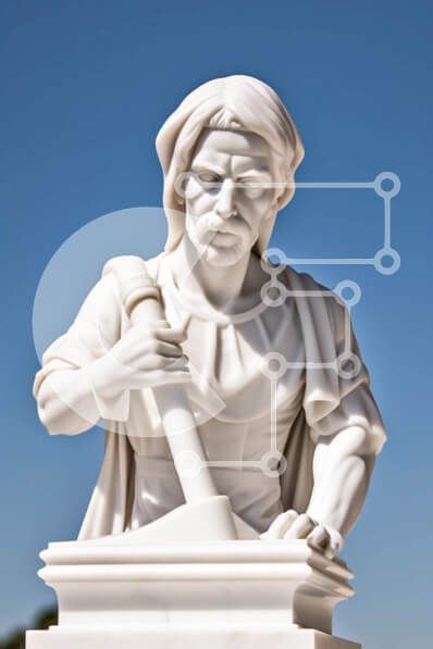 Intra Συλλεκτικό Ξύλινο Παζλ Plywood  4mm - Άγαλμα ενός άνδρα με τσεκούρι Σε Ξύλινο Κουτί - Διαστάσεις Puzzle: 10x10 cm – 25 κομμάτια