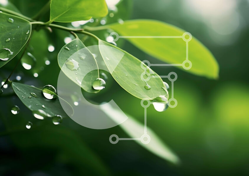 Intra Συλλεκτικό Ξύλινο Παζλ Plywood  4mm - Κλάδος πράσινων φύλλων με σταγονίδια νερού Σε Ξύλινο Κουτί - Διαστάσεις: 10x10 cm – 25 κομμάτια