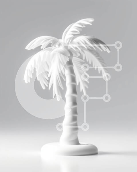 Intra Συλλεκτικό Ξύλινο Παζλ Plywood  4mm - Λευκός φοίνικας σε γκρι φόντο Σε Ξύλινο Κουτί - Διαστάσεις: 10x10 cm – 25 κομμάτια