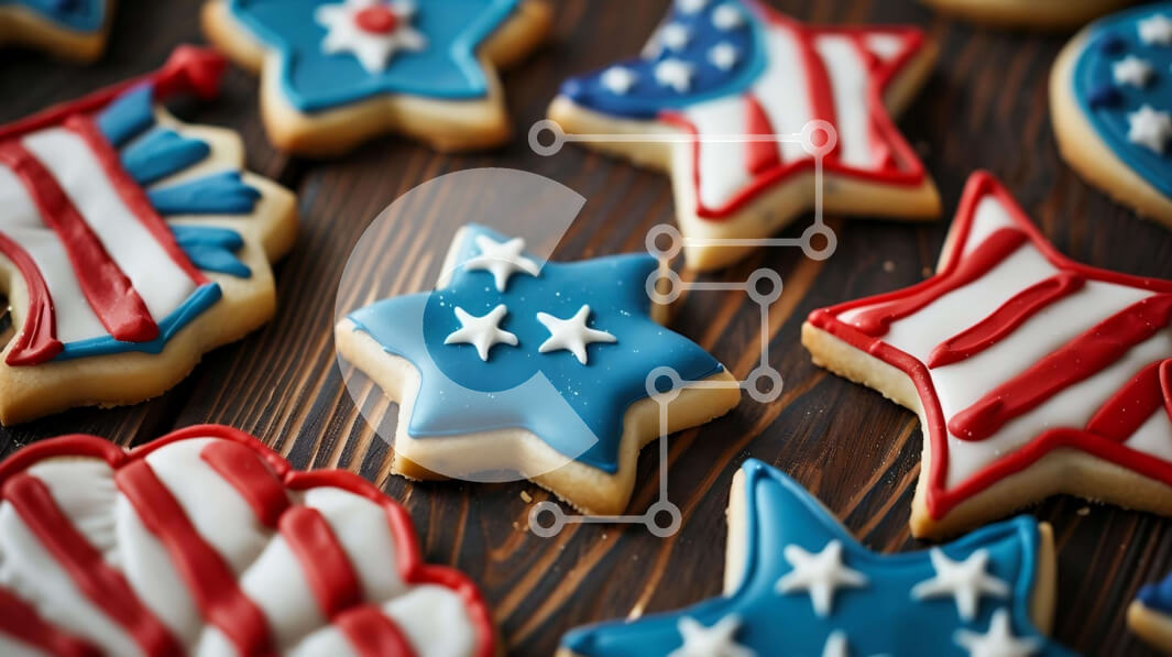 Σετ των 2 Intra Συλλεκτικό Ξύλινο Παζλ Plywood  4mm - Μπισκότα με πατριωτικό θέμα σε ξύλινο τραπέζι Σε Ξύλινο Κουτί - Διαστάσεις: 10x10 cm – 25 κομμάτια