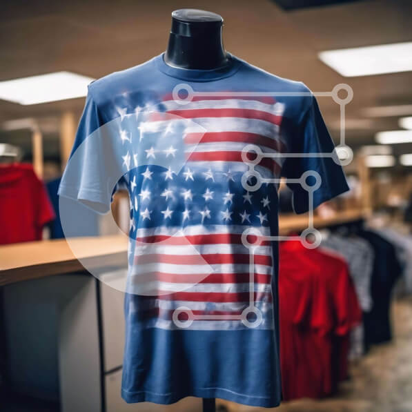 Σετ των 2 Intra Συλλεκτικό Ξύλινο Παζλ Plywood  4mm - Μπλε μπλουζάκι με σχέδιο αμερικανικής σημαίας Σε Ξύλινο Κουτί - Διαστάσεις: 10x10 cm – 25 κομμάτια