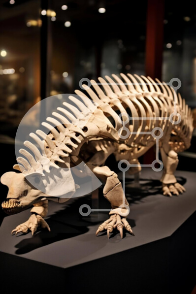 Intra Συλλεκτικό Ξύλινο Παζλ Plywood  4mm - Σκελετός εξαφανισμένου ζώου στο Μουσείο Σε Ξύλινο Κουτί - Διαστάσεις Puzzle: 10x10 cm – 25 κομμάτια