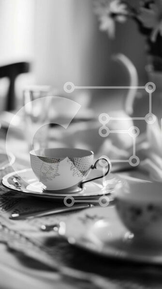 Intra Συλλεκτικό Ξύλινο Παζλ Plywood  4mm - Κομψή ασπρόμαυρη ρύθμιση τραπεζιού Σε Ξύλινο Κουτί - Διαστάσεις: 10x10 cm – 25 κομμάτια