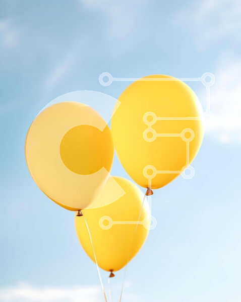 Intra Συλλεκτικό Ξύλινο Παζλ Plywood  4mm - Τρία κίτρινα μπαλόνια που επιπλέουν στον αέρα Σε Ξύλινο Κουτί - Διαστάσεις: 10x10 cm – 25 κομμάτια