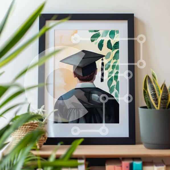 Intra Συλλεκτικό Ξύλινο Παζλ Plywood  4mm - Πλαισιωμένο πορτρέτο πτυχιούχου με καπέλο και φόρεμα αποφοίτησης Σε Ξύλινο Κουτί - Διαστάσεις Puzzle: 10x10 cm – 25 κομμάτια