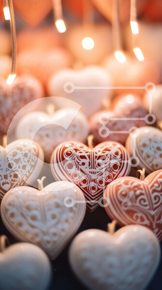 Intra Συλλεκτικό Ξύλινο Παζλ Plywood  4mm - Κηροπήγια σε σχήμα καρδιάς με κορδόνια Σε Ξύλινο Κουτί - Διαστάσεις Puzzle: 10x10 cm – 25 κομμάτια