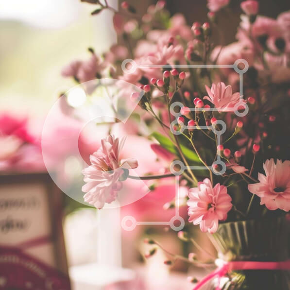 Intra Συλλεκτικό Ξύλινο Παζλ Plywood  4mm - Ροζ λουλούδια σε βάζο Σε Ξύλινο Κουτί - Διαστάσεις: 10x10 cm – 25 κομμάτια