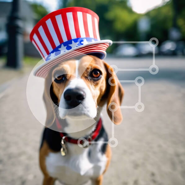 Intra Συλλεκτικό Ξύλινο Παζλ Plywood  4mm - Πατριωτικό Beagle Dog σε εξωτερικούς χώρους Σε Ξύλινο Κουτί - Διαστάσεις: 10x10 cm – 25 κομμάτια