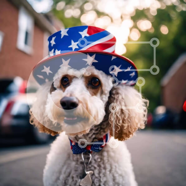 Intra Συλλεκτικό Ξύλινο Παζλ Plywood  4mm - Κανίς με θέμα την αμερικανική σημαία με καπέλο και παπιγιόν Σε Ξύλινο Κουτί - Διαστάσεις: 10x10 cm – 25 κομμάτια