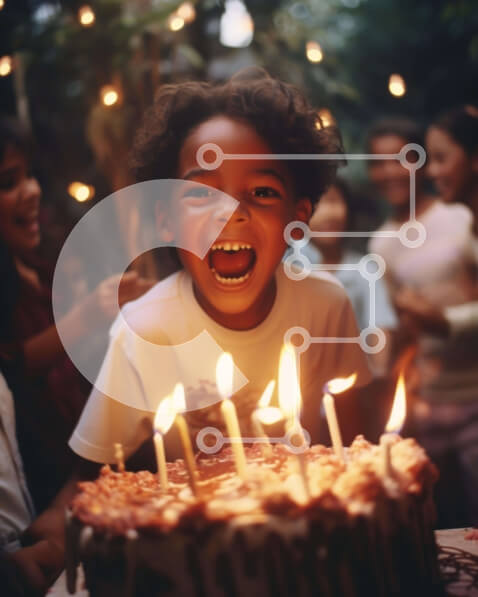 Intra Συλλεκτικό Ξύλινο Παζλ Plywood  4mm - Νεαρό αγόρι με περίτεχνη τούρτα γενεθλίων και αναμμένα κεριά Σε Ξύλινο Κουτί - Διαστάσεις Puzzle: 10x10 cm – 25 κομμάτια