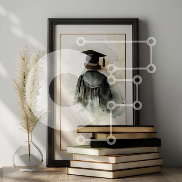 Intra Συλλεκτικό Ξύλινο Παζλ Plywood  4mm - Ακουαρέλα πορτρέτο γυναίκας με ενδυμασία αποφοίτησης Σε Ξύλινο Κουτί - Διαστάσεις Puzzle: 10x10 cm – 25 κομμάτια