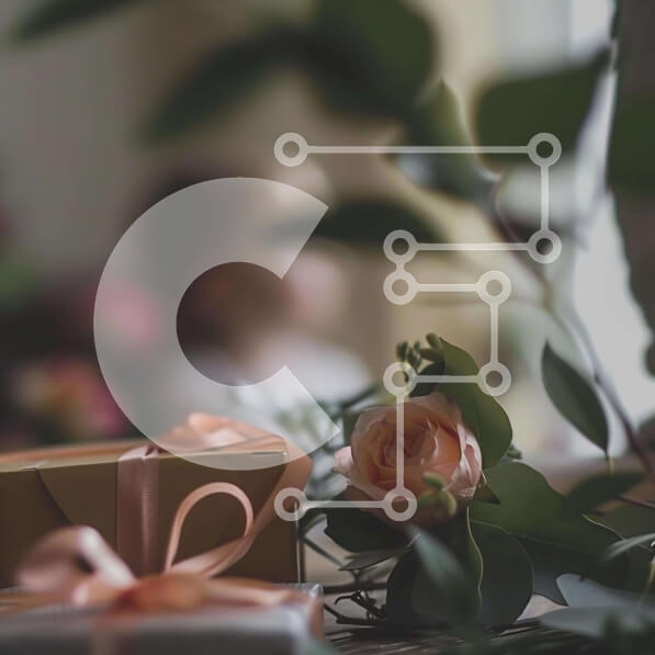 Intra Συλλεκτικό Ξύλινο Παζλ Plywood  4mm - Ροζ τριαντάφυλλα και κουτιά δώρων με το παιδί Σε Ξύλινο Κουτί - Διαστάσεις: 10x10 cm – 25 κομμάτια