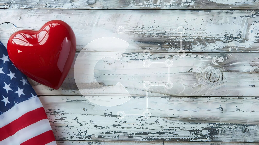 Intra Συλλεκτικό Ξύλινο Παζλ Plywood  4mm - Αμερικανική σημαία και αντικείμενο σε σχήμα καρδιάς Σε Ξύλινο Κουτί - Διαστάσεις Puzzle: 10x10 cm – 25 κομμάτια