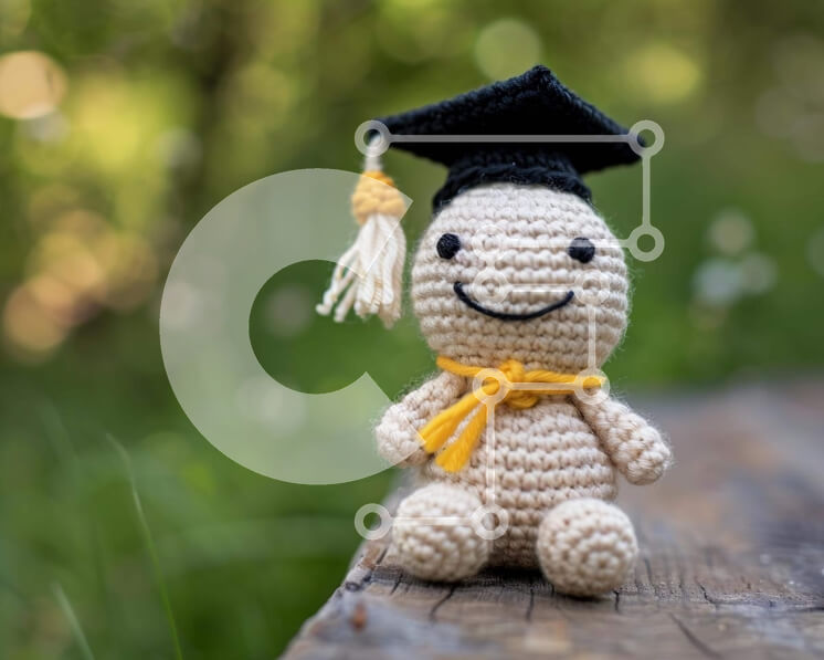 Intra Συλλεκτικό Ξύλινο Παζλ Plywood  4mm - Κροσέ αρκουδάκι με ενδυμασία αποφοίτησης Σε Ξύλινο Κουτί - Διαστάσεις Puzzle: 10x10 cm – 25 κομμάτια