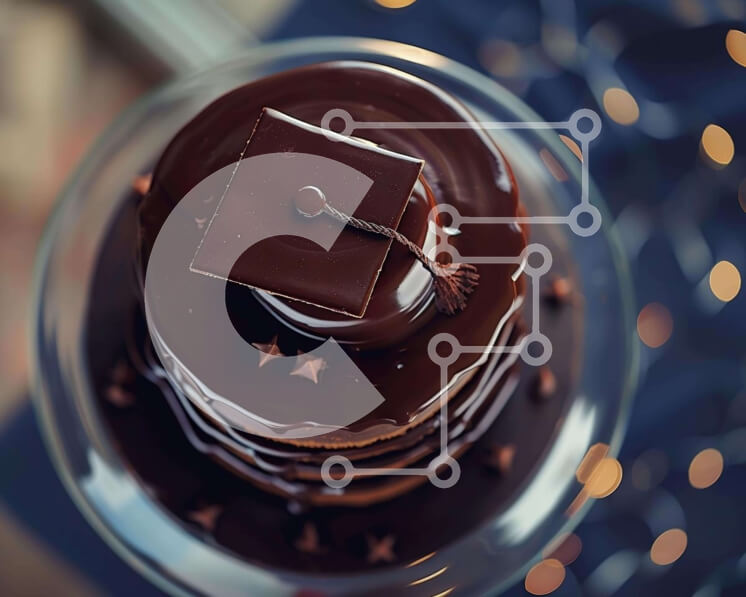 Σετ των 2 Intra Συλλεκτικό Ξύλινο Παζλ Plywood  4mm - Εορταστική τούρτα σοκολάτας με στολίδια αποφοίτησης Σε Ξύλινο Κουτί - Διαστάσεις: 10x10 cm – 25 κομμάτια