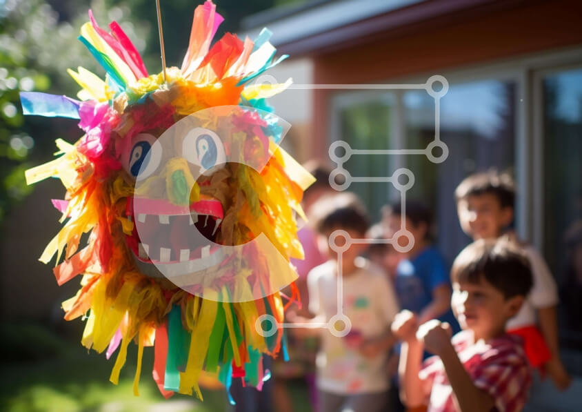 Intra Συλλεκτικό Ξύλινο Παζλ Plywood  4mm - Πολύχρωμη μάσκα που κρέμεται με τα παιδιά να παίζουν Σε Ξύλινο Κουτί - Διαστάσεις Puzzle: 10x10 cm – 25 κομμάτια