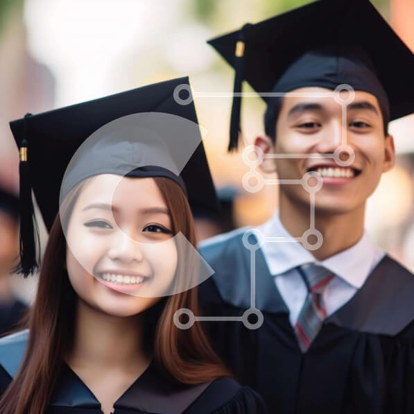 Intra Συλλεκτικό Ξύλινο Παζλ Plywood  4mm - Απόφοιτοι που ποζάρουν σε μια τελετή αποφοίτησης Σε Ξύλινο Κουτί - Διαστάσεις Puzzle: 10x10 cm – 25 κομμάτια