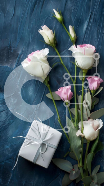 Intra Συλλεκτικό Ξύλινο Παζλ Plywood  4mm - Μπουκέτο με ροζ και λευκά τριαντάφυλλα με κουτί δώρου χωρίς συσκευασία Σε Ξύλινο Κουτί - Διαστάσεις Puzzle: 10x10 cm – 25 κομμάτια