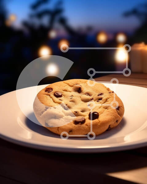 Σετ των 2 Intra Συλλεκτικό Ξύλινο Παζλ Plywood  4mm - Μπισκότο με τσιπ σοκολάτας σε λευκό πιάτο με το φως των κεριών Σε Ξύλινο Κουτί - Διαστάσεις: 10x10 cm – 25 κομμάτια