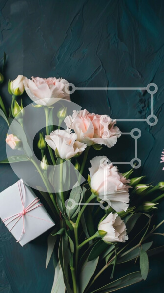 Intra Συλλεκτικό Ξύλινο Παζλ Plywood  4mm - Μπουκέτο με ροζ και λευκά λουλούδια με κουτί δώρου Σε Ξύλινο Κουτί - Διαστάσεις Puzzle: 10x10 cm – 25 κομμάτια