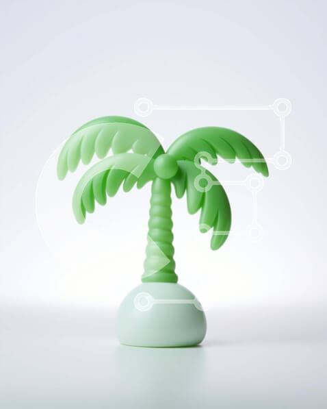 Intra Συλλεκτικό Ξύλινο Παζλ Plywood  4mm - Πράσινο ειδώλιο φοίνικα σε λευκή επιφάνεια Σε Ξύλινο Κουτί - Διαστάσεις: 10x10 cm – 25 κομμάτια