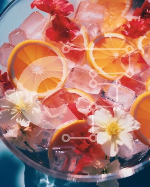 Σετ των 2 Intra Συλλεκτικό Ξύλινο Παζλ Plywood  4mm - Γυάλινο μπολ με φέτες πορτοκαλιού, παγάκια και λουλούδια Σε Ξύλινο Κουτί - Διαστάσεις: 10x10 cm – 25 κομμάτια