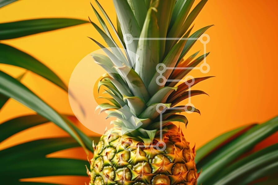 Σετ των 2 Intra Συλλεκτικό Ξύλινο Παζλ Plywood  4mm - Μεγάλος ανανάς με πράσινα φύλλα σε πορτοκαλί φόντο Σε Ξύλινο Κουτί - Διαστάσεις: 10x10 cm – 25 κομμάτια