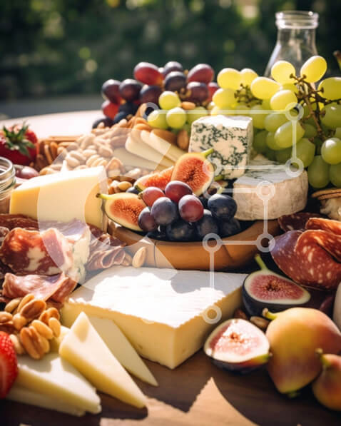 Σετ των 2 Intra Συλλεκτικό Ξύλινο Παζλ Plywood  4mm - Ποικιλία από τυριά, φρούτα, ξηρούς καρπούς, κρασί και άλλα Σε Ξύλινο Κουτί - Διαστάσεις: 10x10 cm – 25 κομμάτια