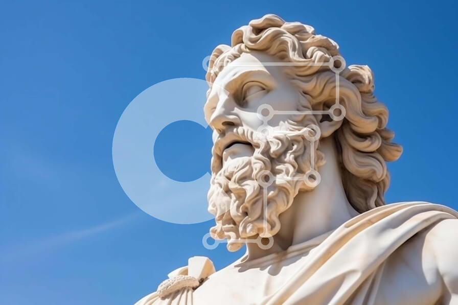 Intra Συλλεκτικό Ξύλινο Παζλ Plywood  4mm - Άγαλμα του Έλληνα Θεού Δία ενάντια στο γαλάζιο του ουρανού Σε Ξύλινο Κουτί - Διαστάσεις Puzzle: 10x10 cm – 25 κομμάτια