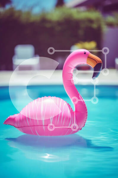 Σετ των 2 Intra Συλλεκτικό Ξύλινο Παζλ Plywood  4mm - Ροζ Φλαμίνγκο σε πισίνα με καρέκλες και τραπέζια Σε Ξύλινο Κουτί - Διαστάσεις: 10x10 cm – 25 κομμάτια