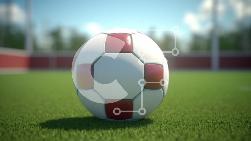 Intra Συλλεκτικό Ξύλινο Παζλ Plywood  4mm - Λευκή και κόκκινη μπάλα ποδοσφαίρου στο γρασίδι Σε Ξύλινο Κουτί - Διαστάσεις Puzzle: 10x10 cm – 25 κομμάτια