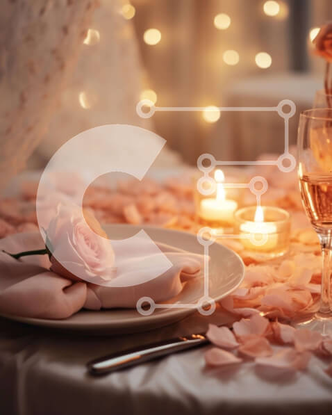 Σετ των 2 Intra Συλλεκτικό Ξύλινο Παζλ Plywood  4mm - Ρομαντικό τραπέζι με κεριά και κρασί Σε Ξύλινο Κουτί - Διαστάσεις: 10x10 cm – 25 κομμάτια