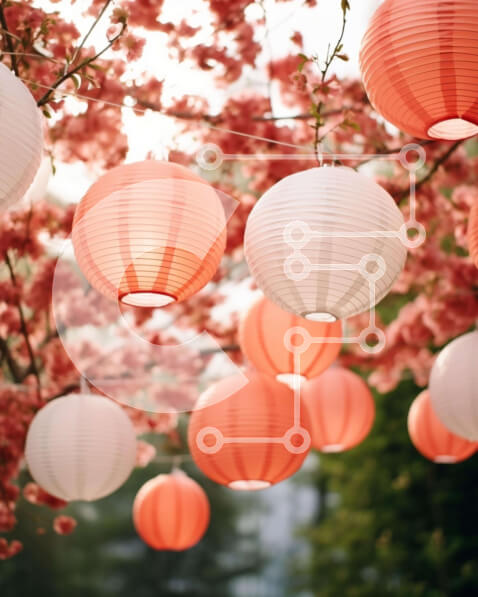 Intra Συλλεκτικό Ξύλινο Παζλ Plywood  4mm - Χάρτινα φανάρια που κρέμονται από το δέντρο Σε Ξύλινο Κουτί - Διαστάσεις Puzzle: 10x10 cm – 25 κομμάτια