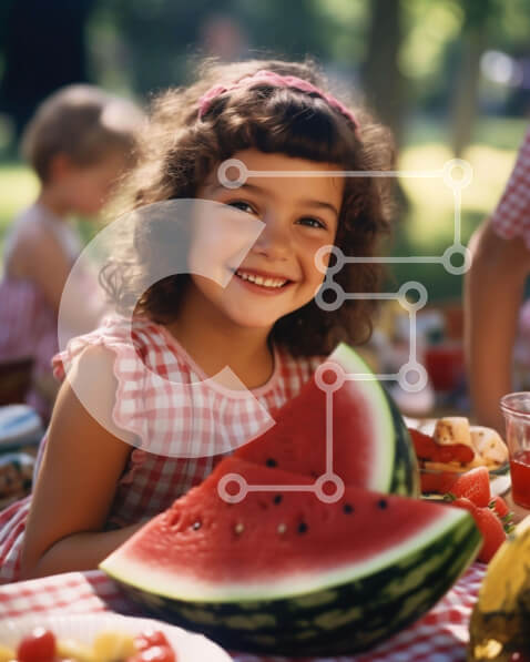 Intra Συλλεκτικό Ξύλινο Παζλ Plywood  4mm - Νεαρό κορίτσι στο υπαίθριο τραπέζι πικνίκ Σε Ξύλινο Κουτί - Διαστάσεις Puzzle: 10x10 cm – 25 κομμάτια